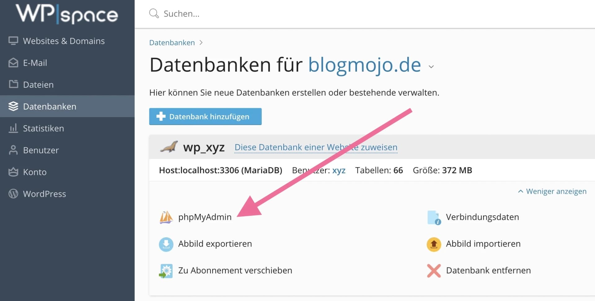 PHPMyAdmin bei Plesk Obsidian