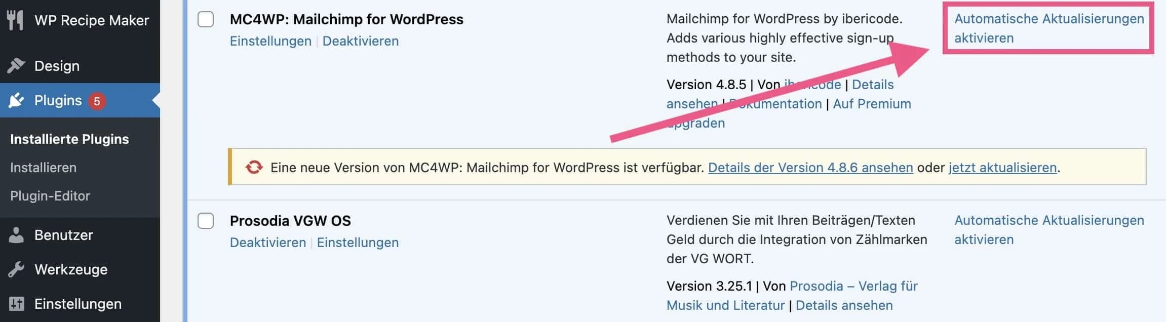 Automatische Aktualisierungen für WordPress-Plugins aktivieren