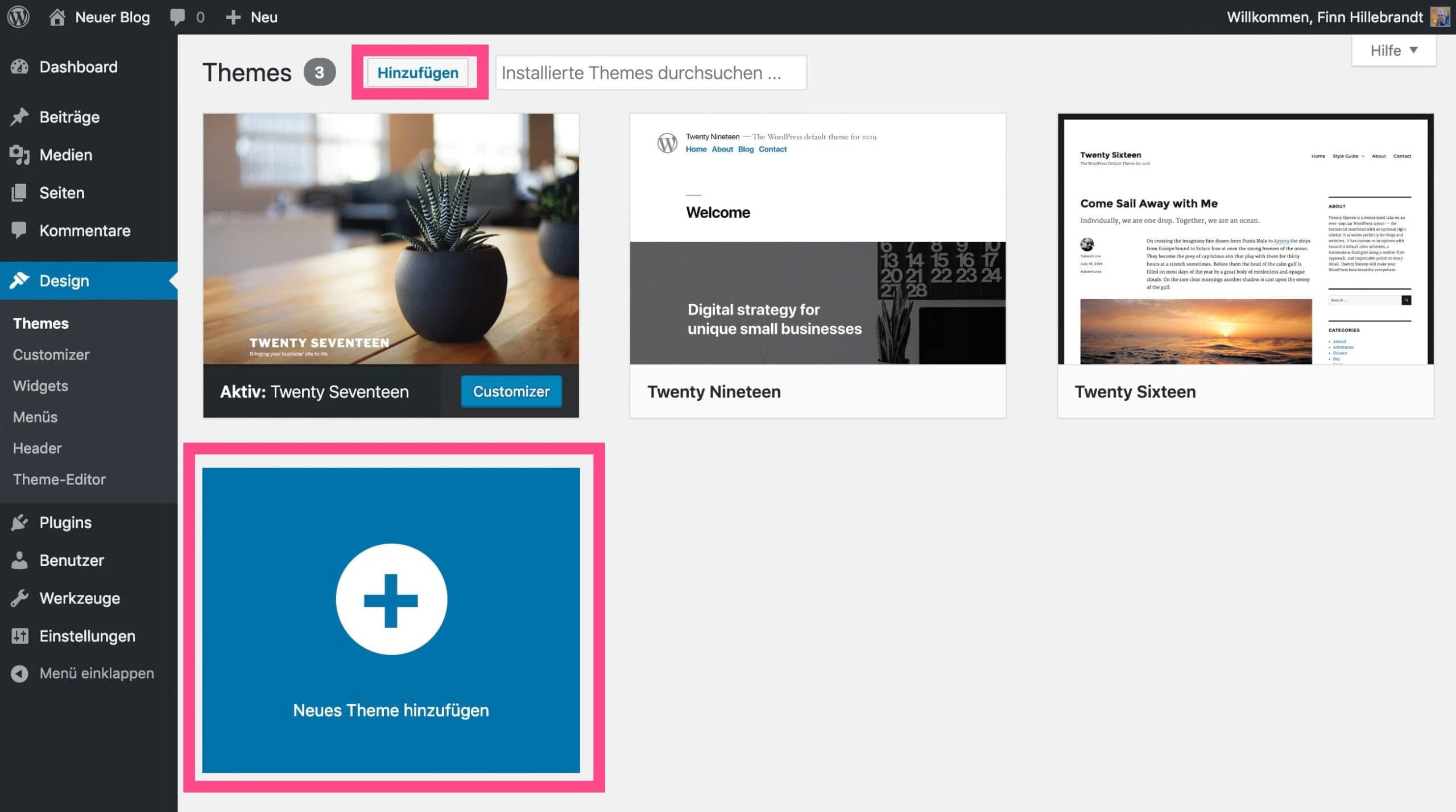 Neues Theme in WordPress hinzufügen