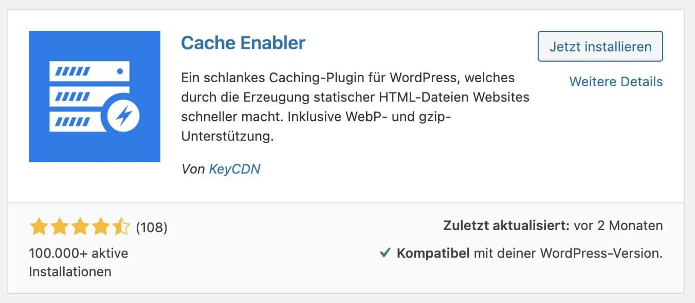 Mithilfe von Cache Enabler kannst du deine Website schneller machen