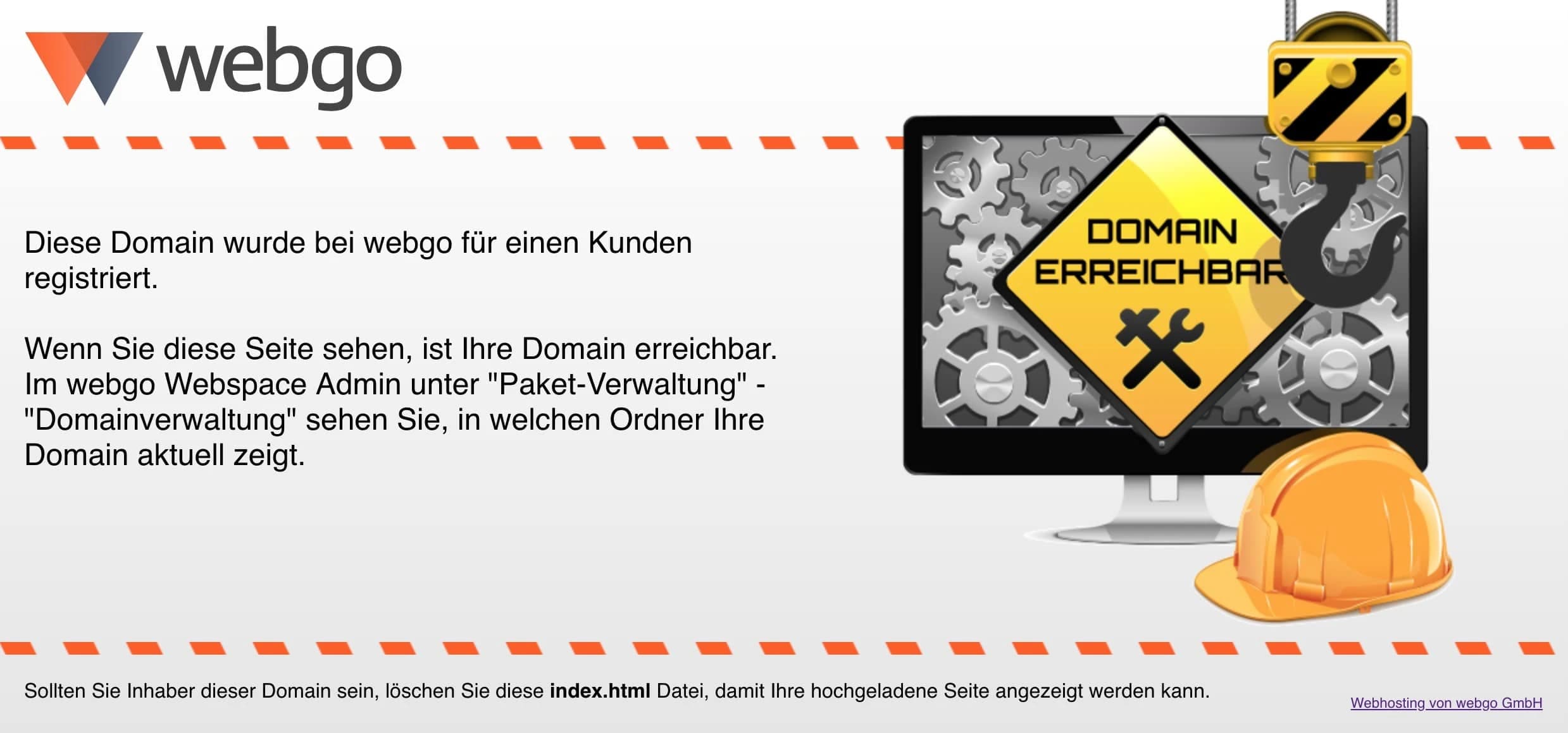 webgo Baustellen-Seite