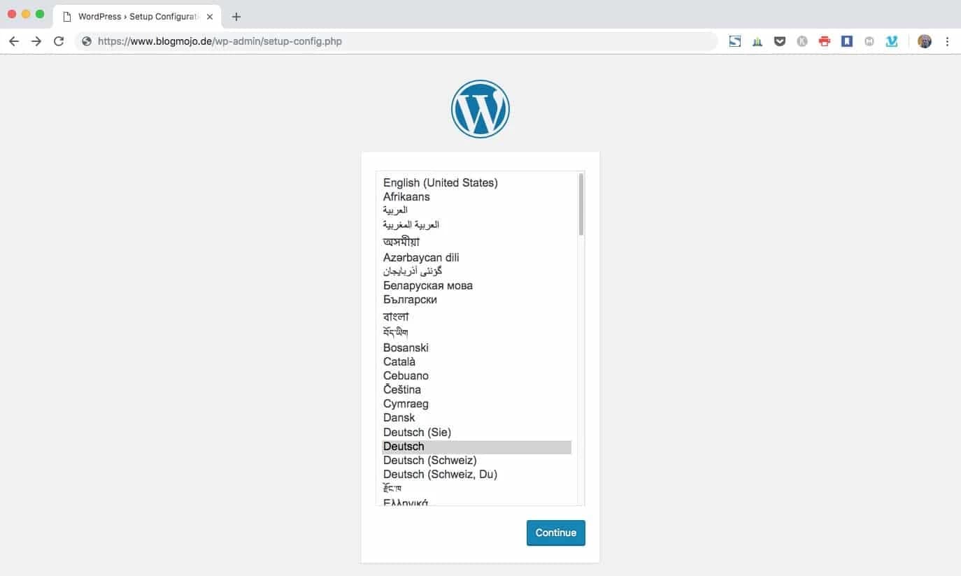 WordPress Sprachauswahl