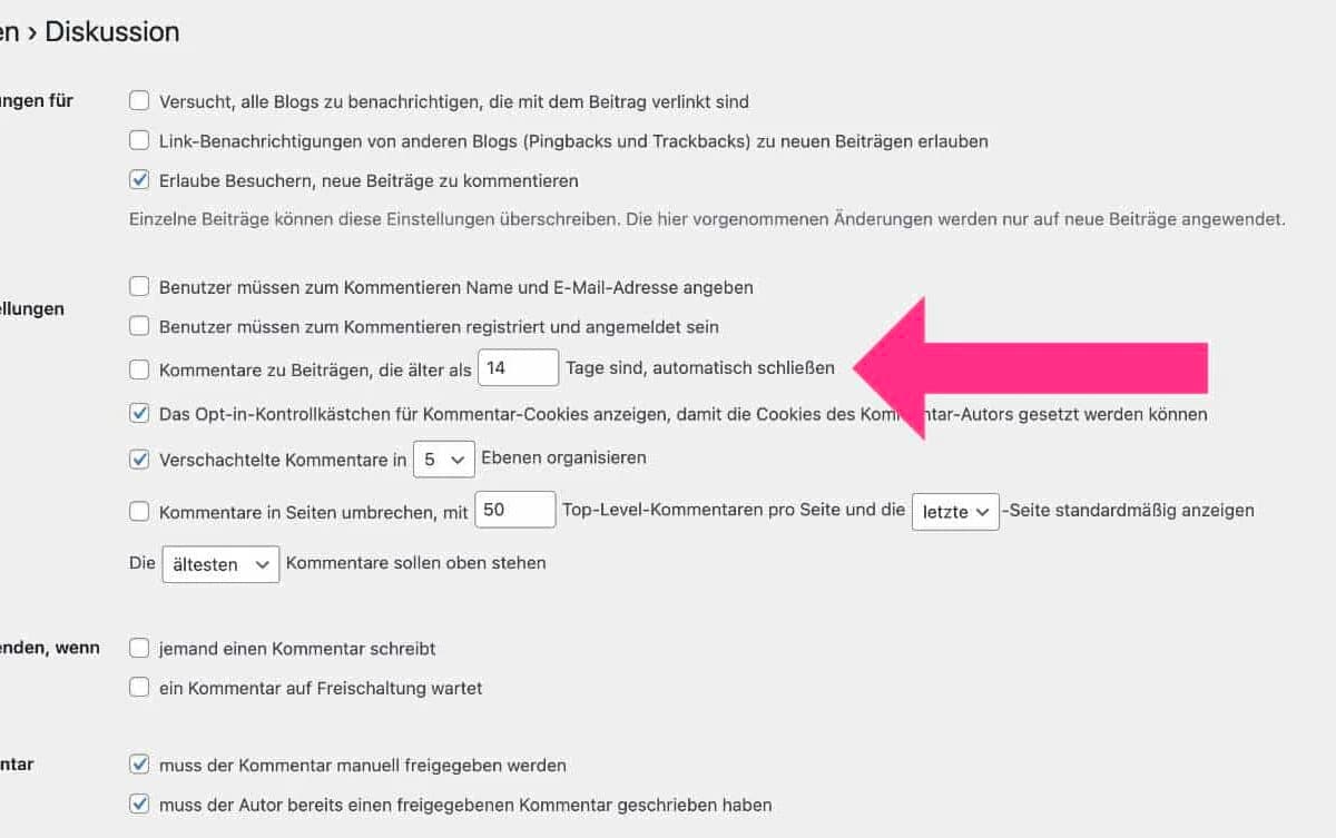 Ältere Kommentare in WordPress löschen