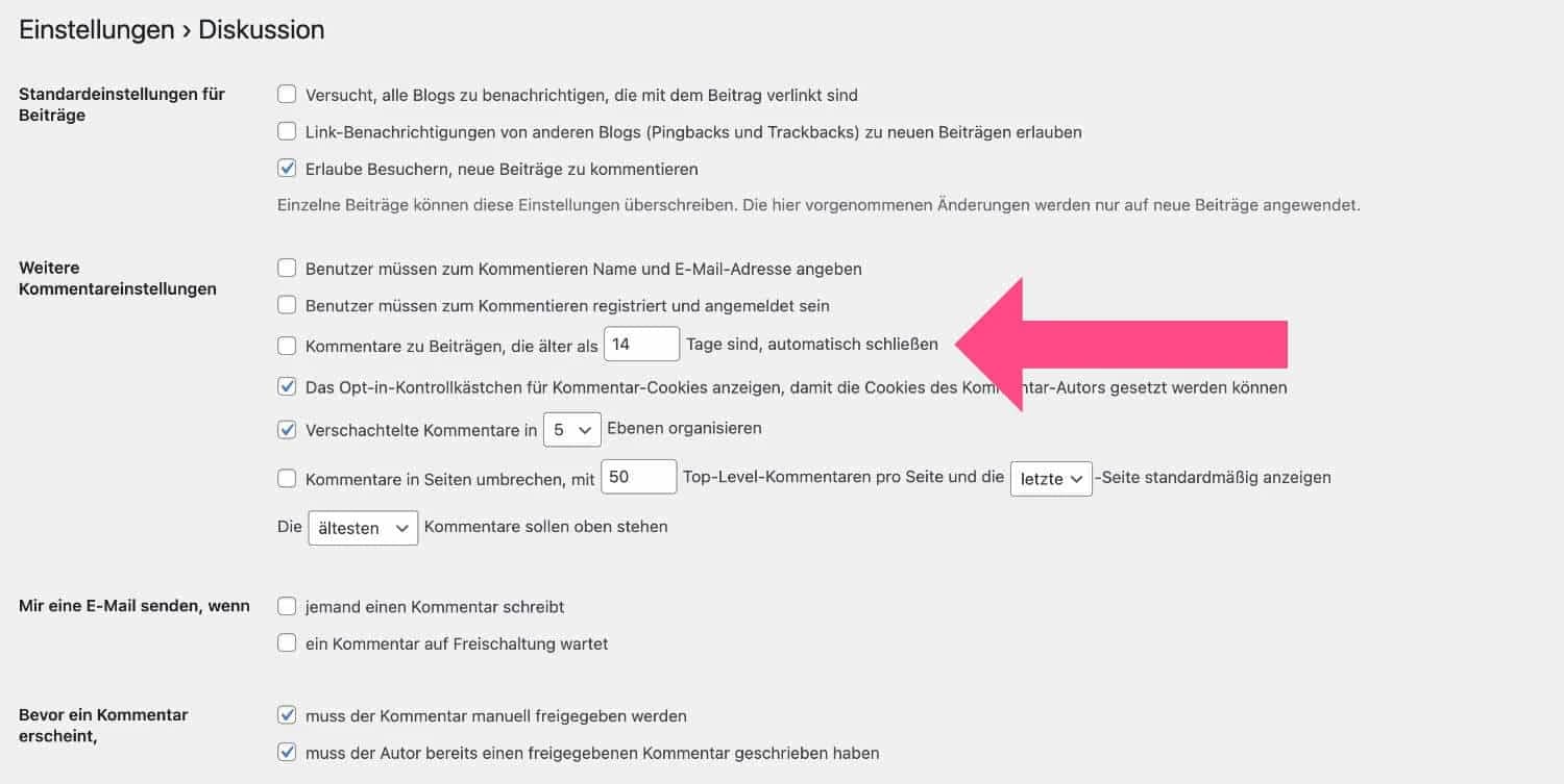Ältere Kommentare in WordPress löschen
