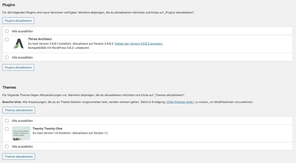 Um die Sicherheit von WordPress.org zu erhöhen solltest du alle Plugins immer auf dem neusten Stand halten