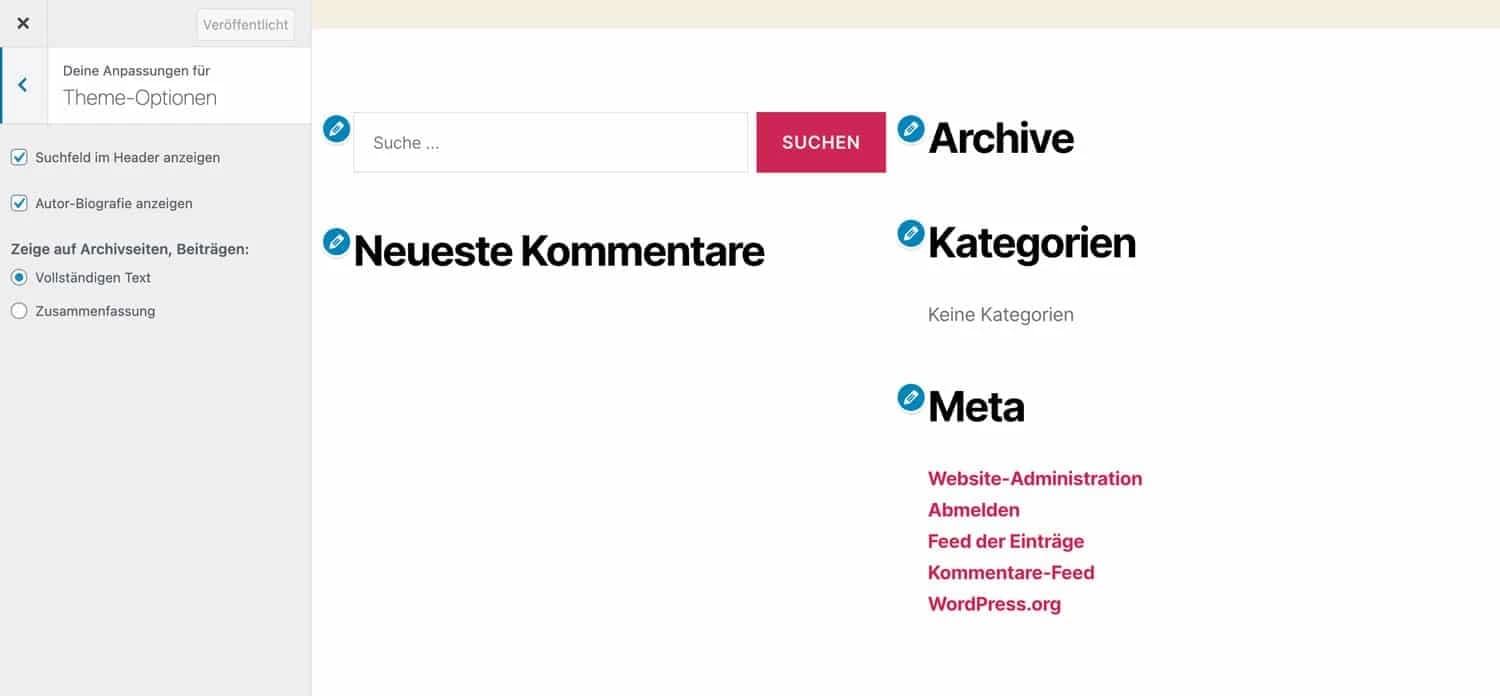 Mit dem WordPress Customizer kannst du Designänderungen an deiner Website in Sekundenschnelle vornehmen und live verfolgen