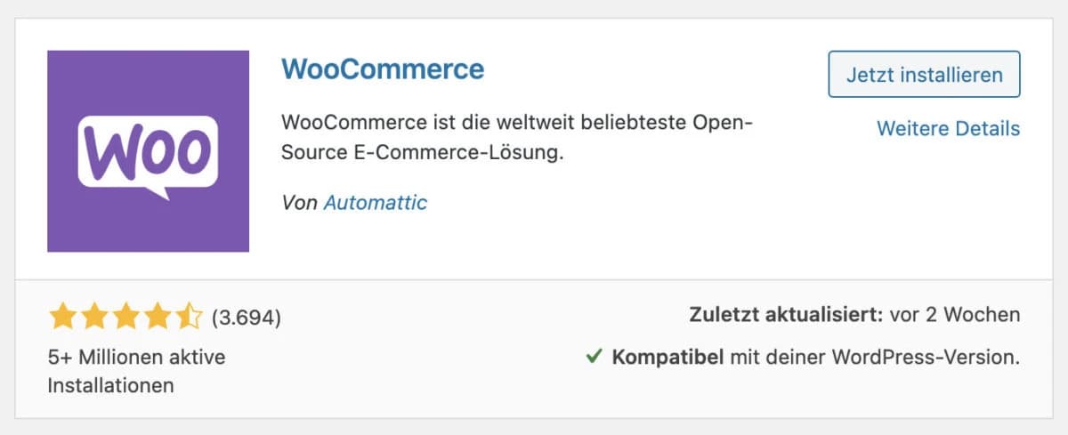 Bei WordPress.org kannst du sofort starten, über einen Shop zu verkaufen