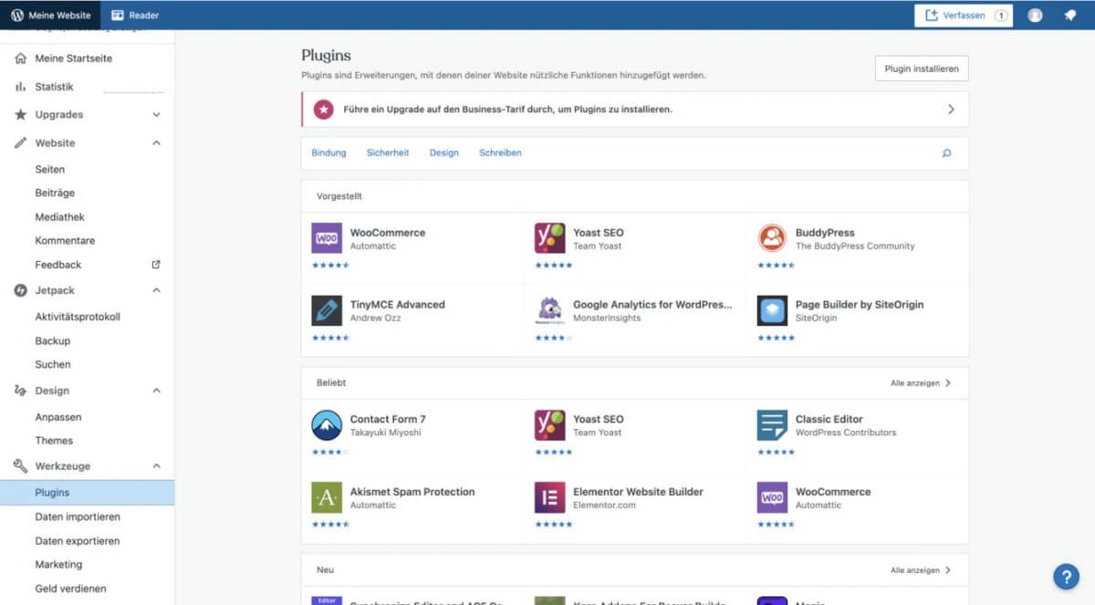 WordPress.com wird erst dann brauchbar, wenn du Plugins installieren kannst