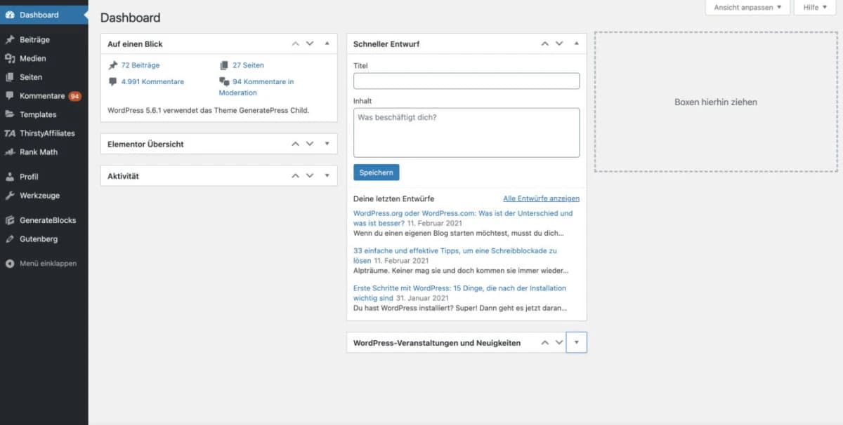 Wordpress.org überzeigt durch seine sehr minimalistische und wirklich übersichtliche Struktur