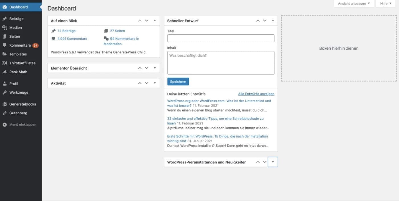Wordpress.org überzeigt durch seine sehr minimalistische und wirklich übersichtliche Struktur