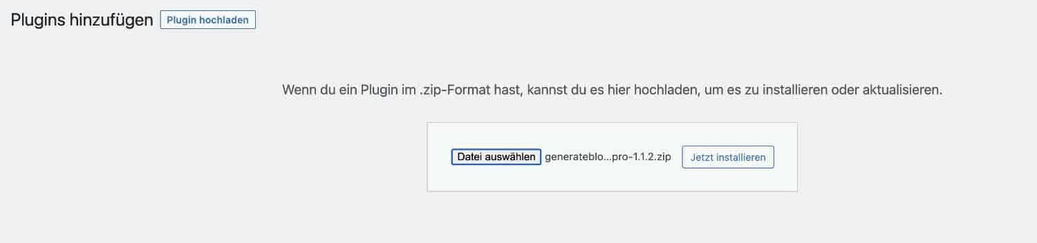 WordPress Plugin hochladen