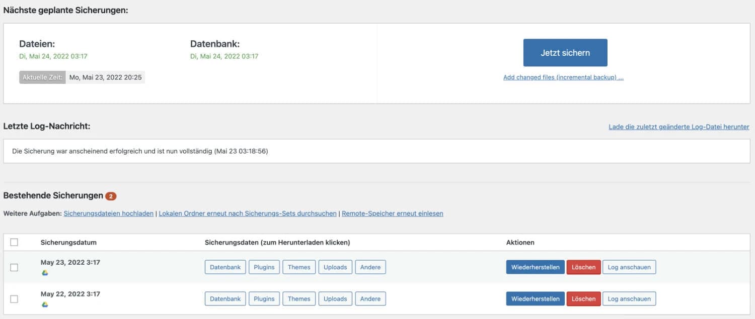 WordPress Backups erstellen