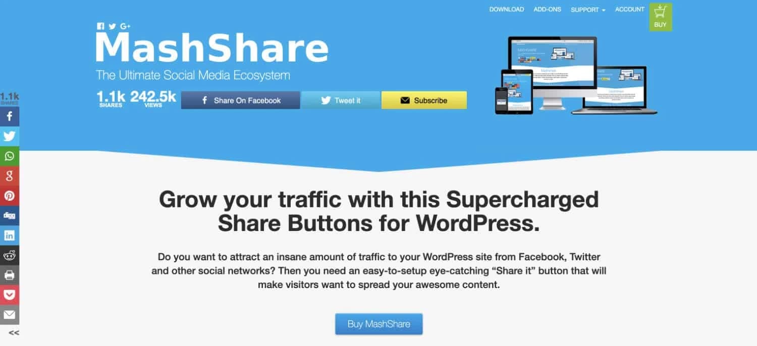 Mashshare ist ein tolles Social Media Plugin, das du durch viele Erweiterungen an deine Wünsche anpassen kannst