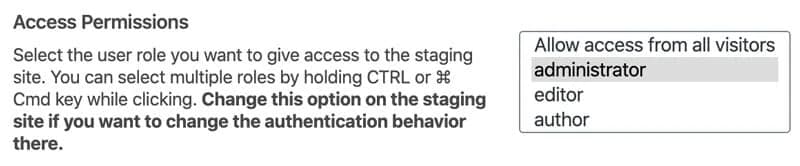 Lege mit WP Staging Pro fest, wer auf deine Staging-Umgebung zugreifen darf und wer nicht.