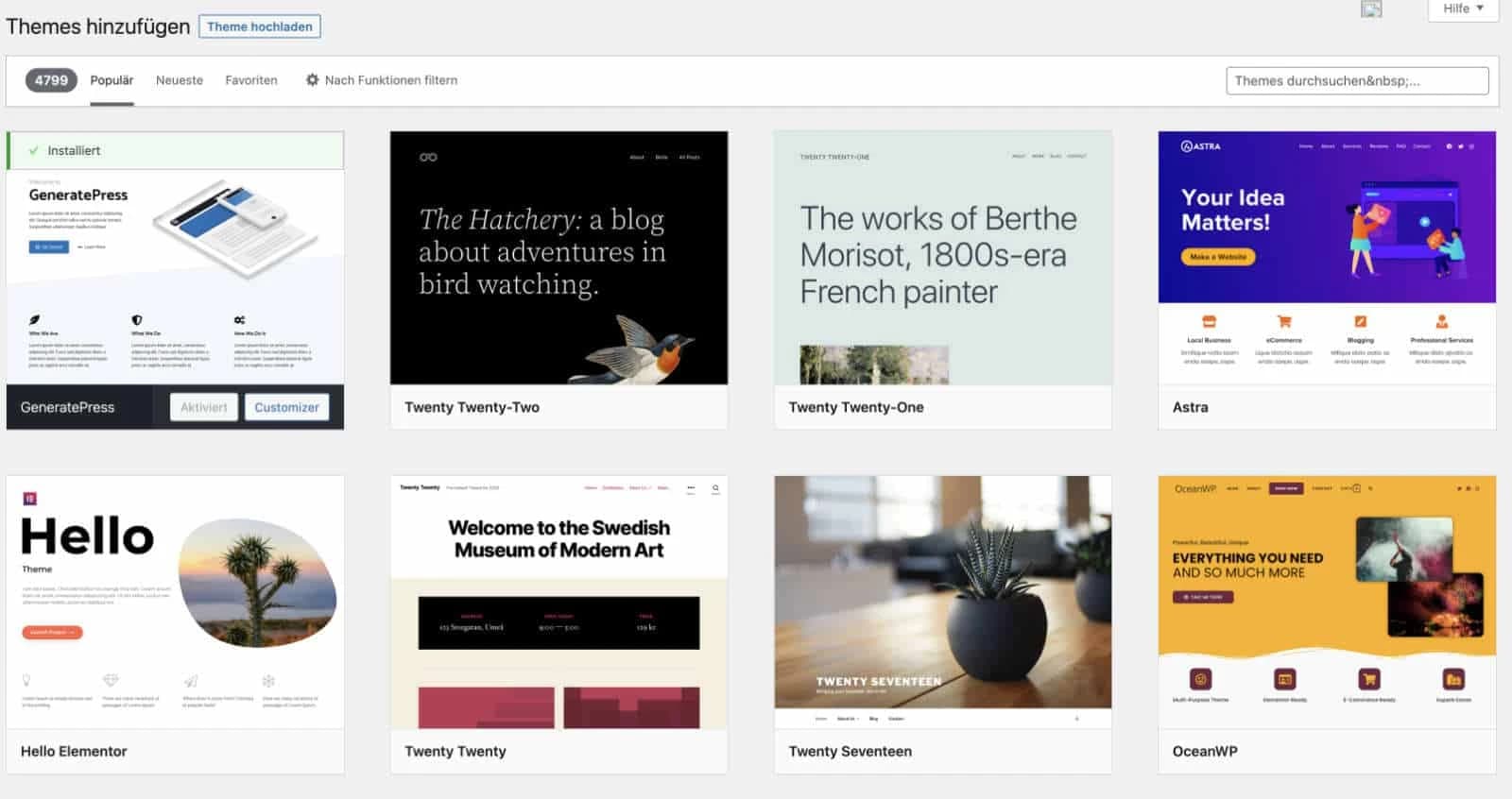 Theme hinzufügen WordPress