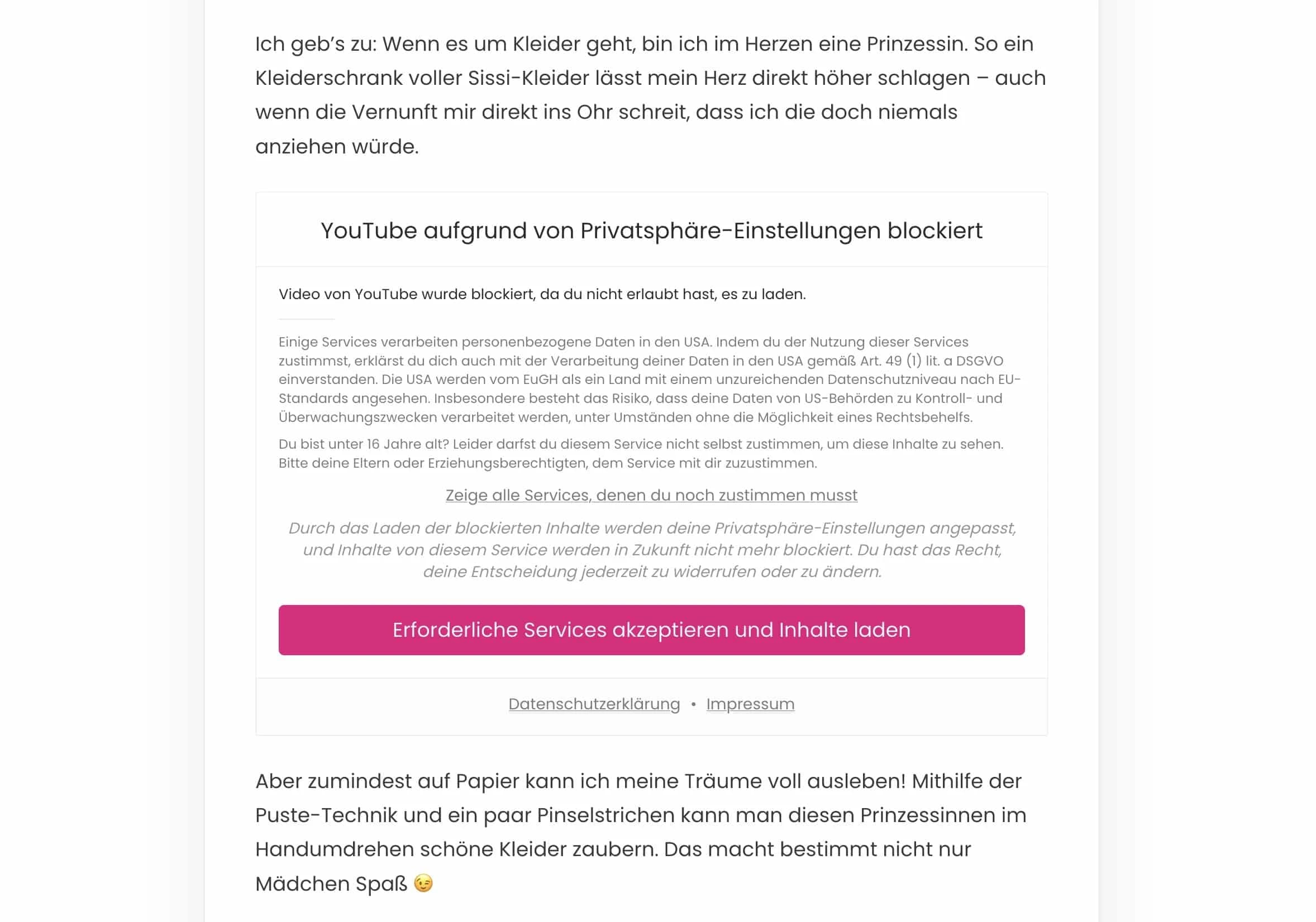 Der Content-Blocker von Real Cookie Banner im Einsatz
