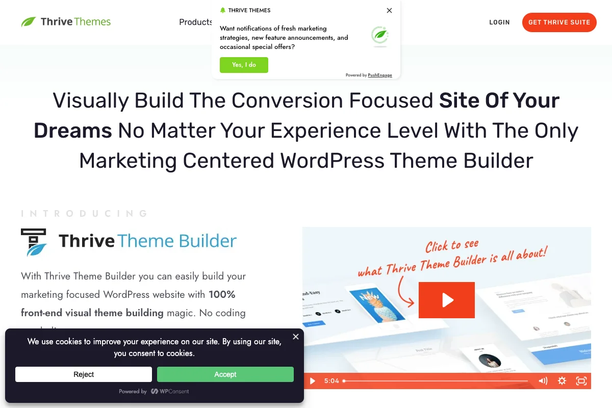Thrive Theme Builder Oberfläche
