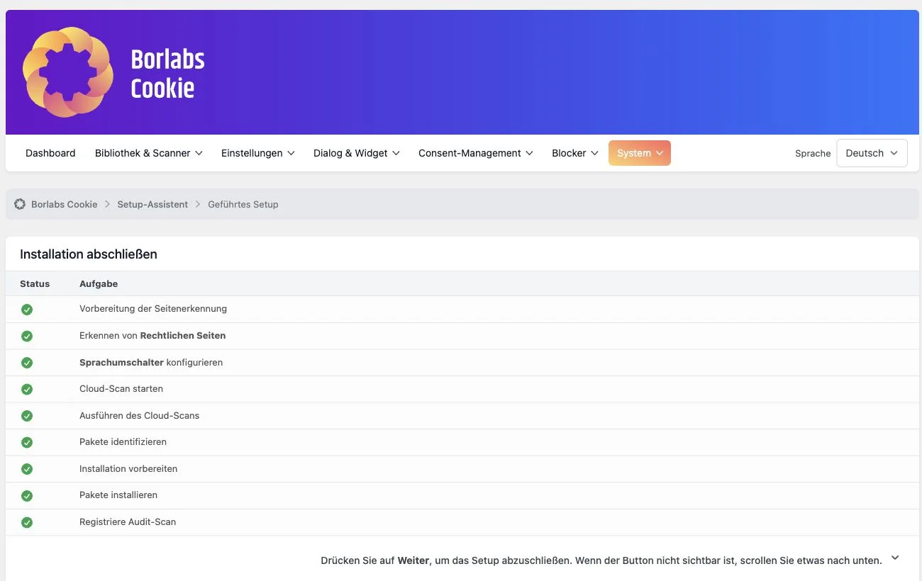 Borlabs Cookie 3.4 schließt den Setup-Scan und die Paketinstallation ab