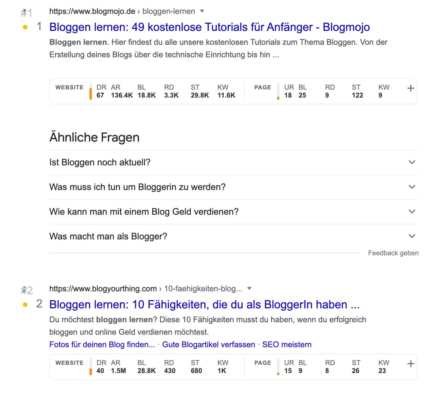 Google SERP Counter nummeriert die Suchergebnisse in Google