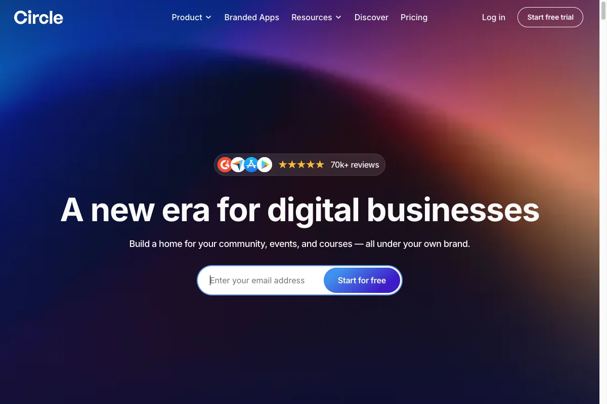 Landingpage der Community-Software Circle
