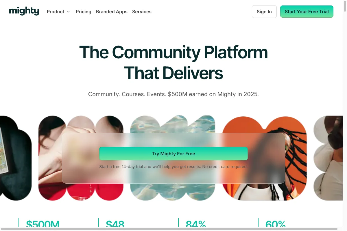 Landingpage der Community-Software Mighty Networks
