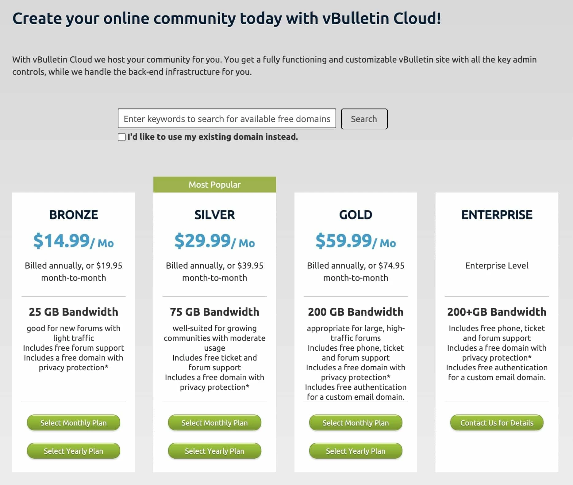 vBulletin Cloud Oberfläche