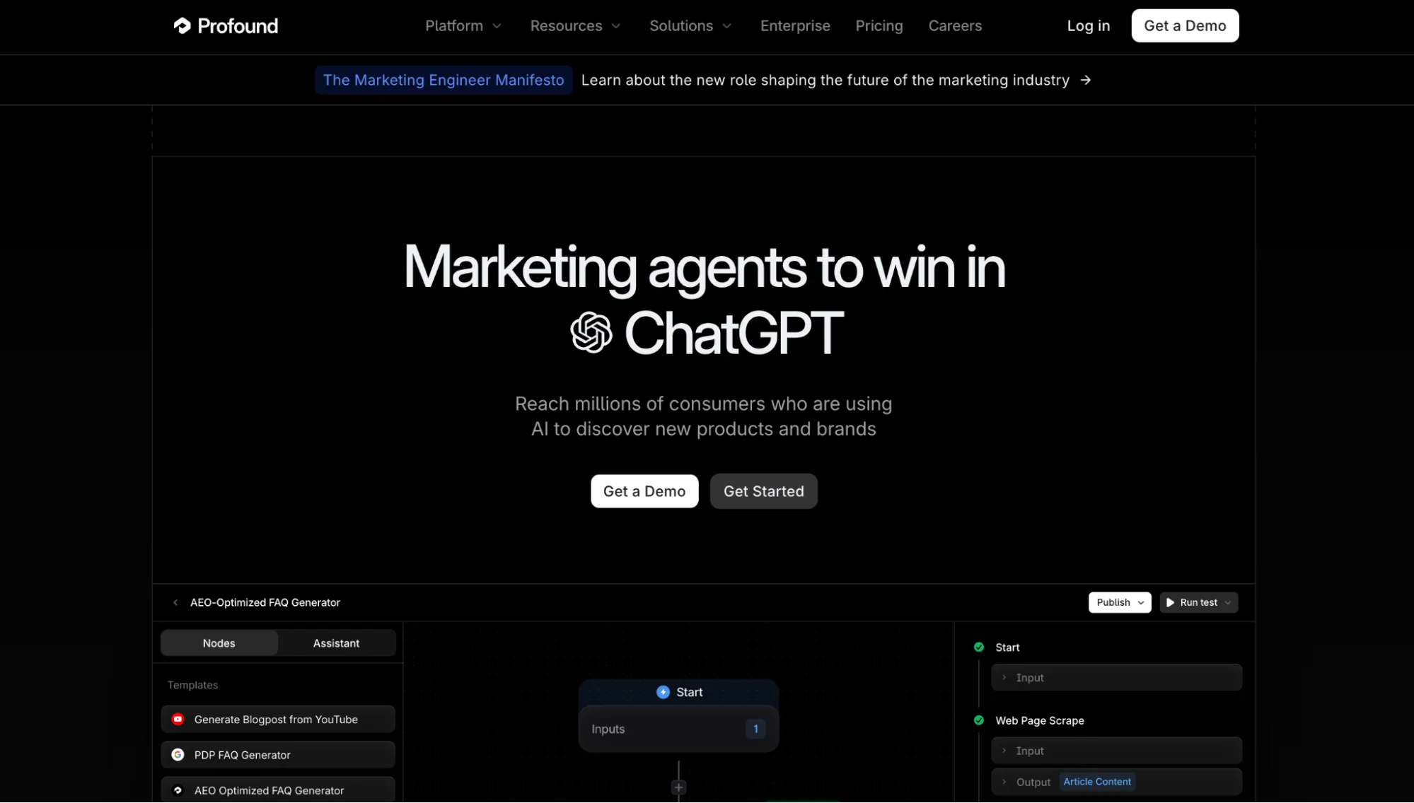 Profound Dashboard mit Agent Analytics