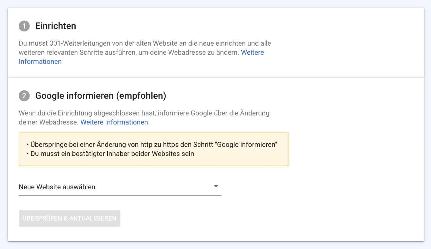 Tool zur Adressänderung in der Google Search Console