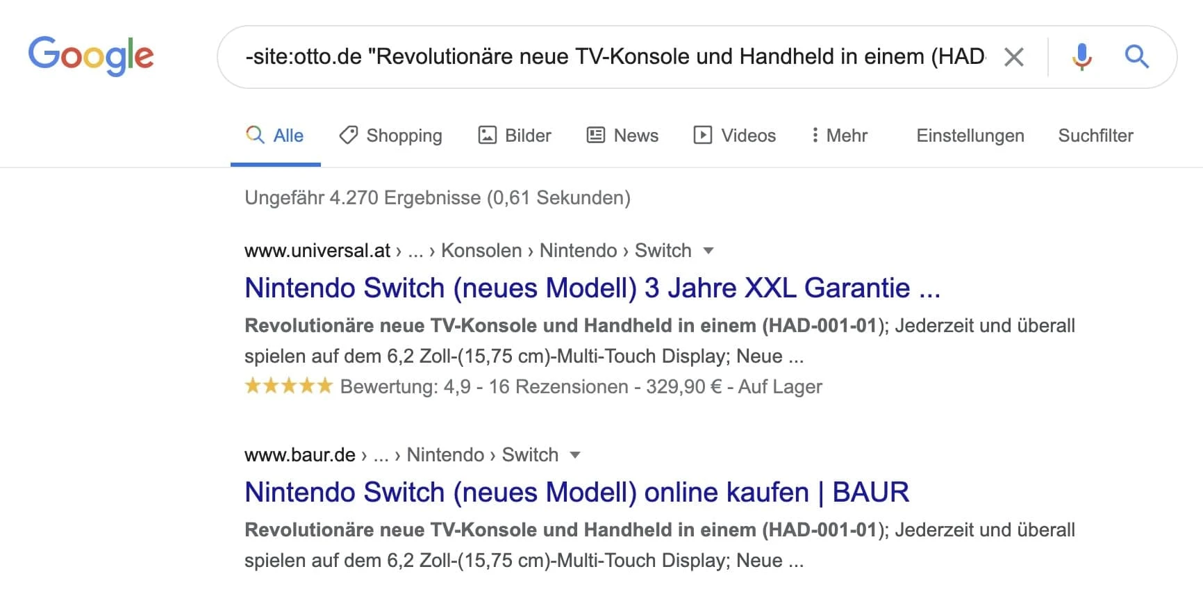 Duplicate Content mit site:-Operator und Anführungszeichen finden