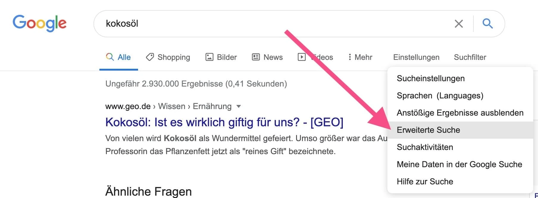 Erweiterte Suche bei Google