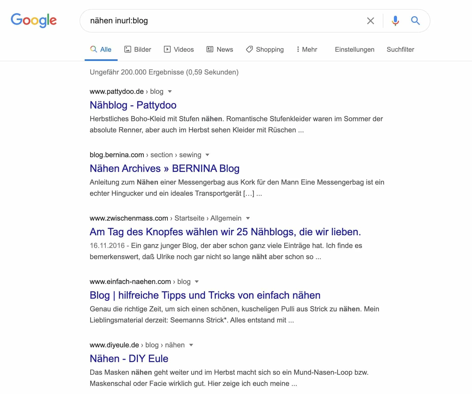 Mit Suchoperator „inurl“ andere Blogs in deiner Nische finden