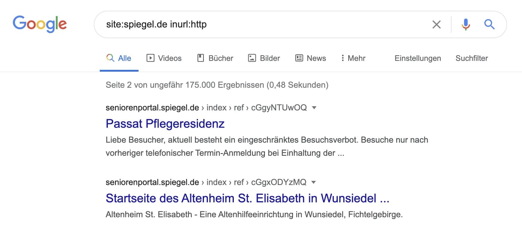 Such-Syntax, um den SSL-Status einer Website zu überprüfen