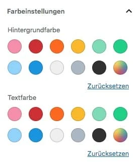 Farbeinstellungen beim Textblock