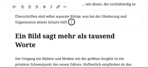 Gutenberg-Block hinzufügen durch Entertaste