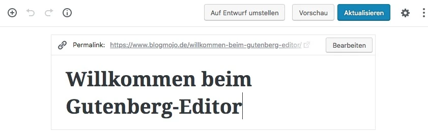 Permalink in Gutenberg anzeigen und ändern