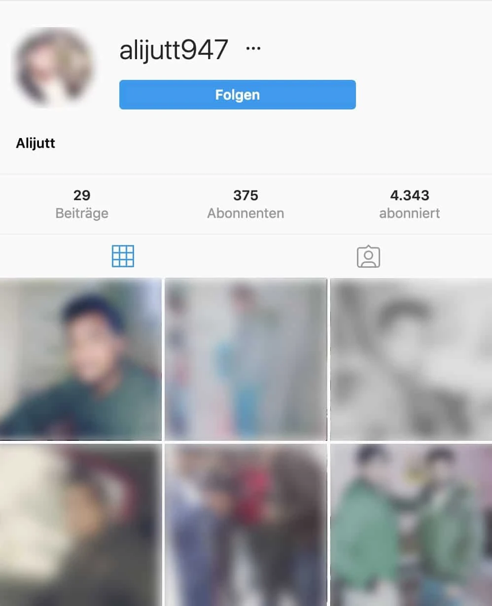 Fake-Follower bei Instagram mit Profilbild und einigen Posts