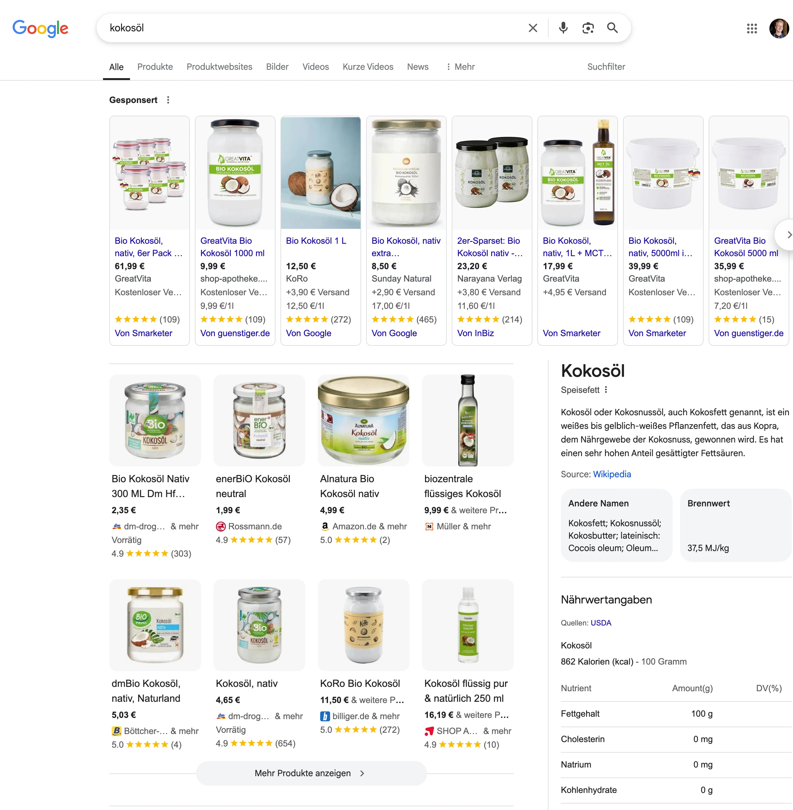 Beispiel für schlechte Klickrate in den Google-Suchergebnissen