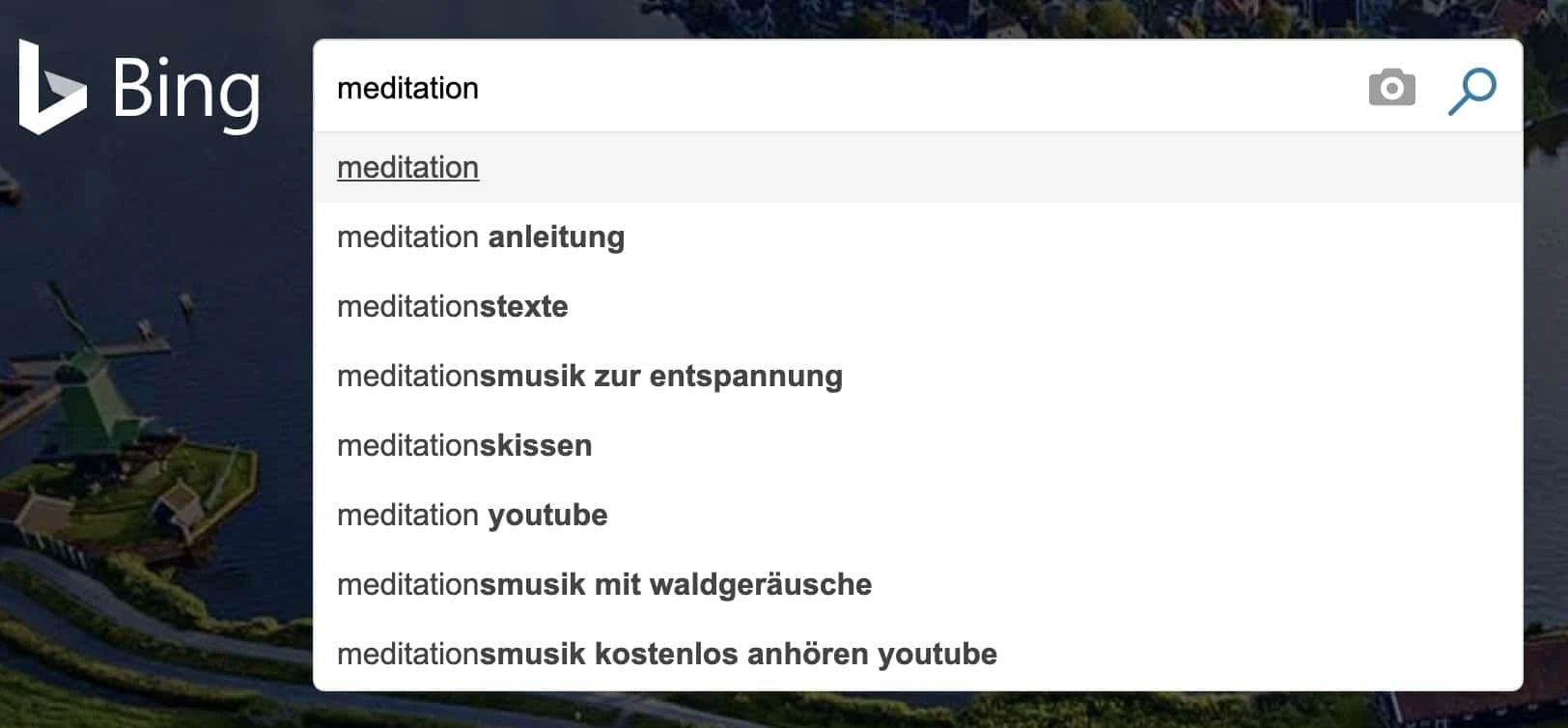 Suchvorschläge von Bing