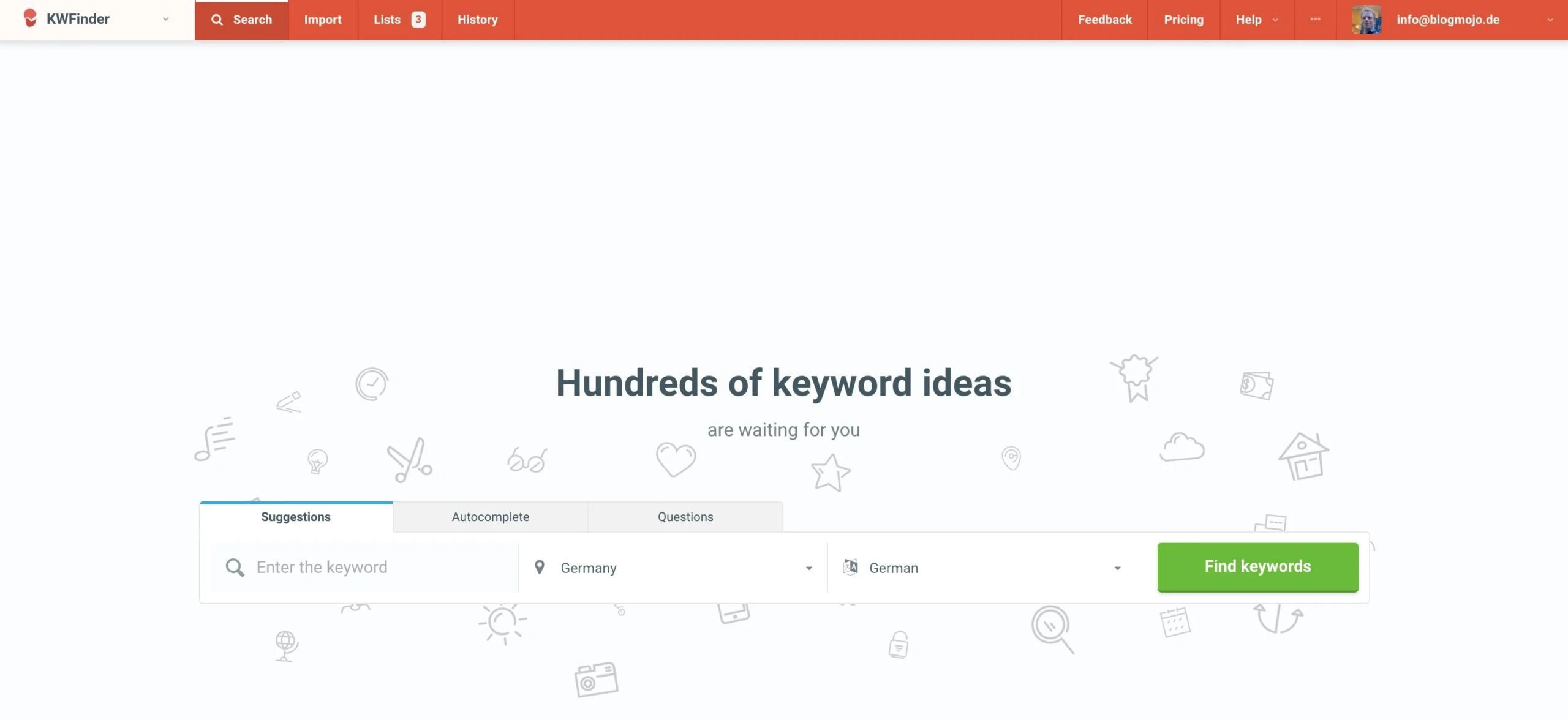 KWFinder als klassisches Keyword-Tool