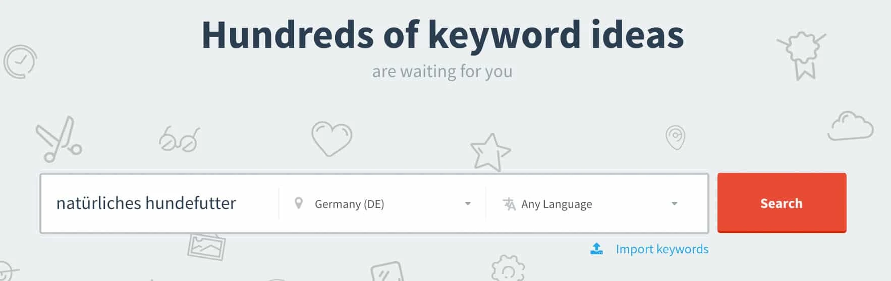 KWFinder Keyword eingeben