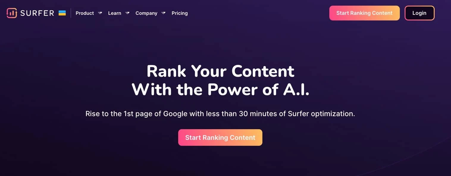 Surfer SEO Content Editor Benutzeroberfläche