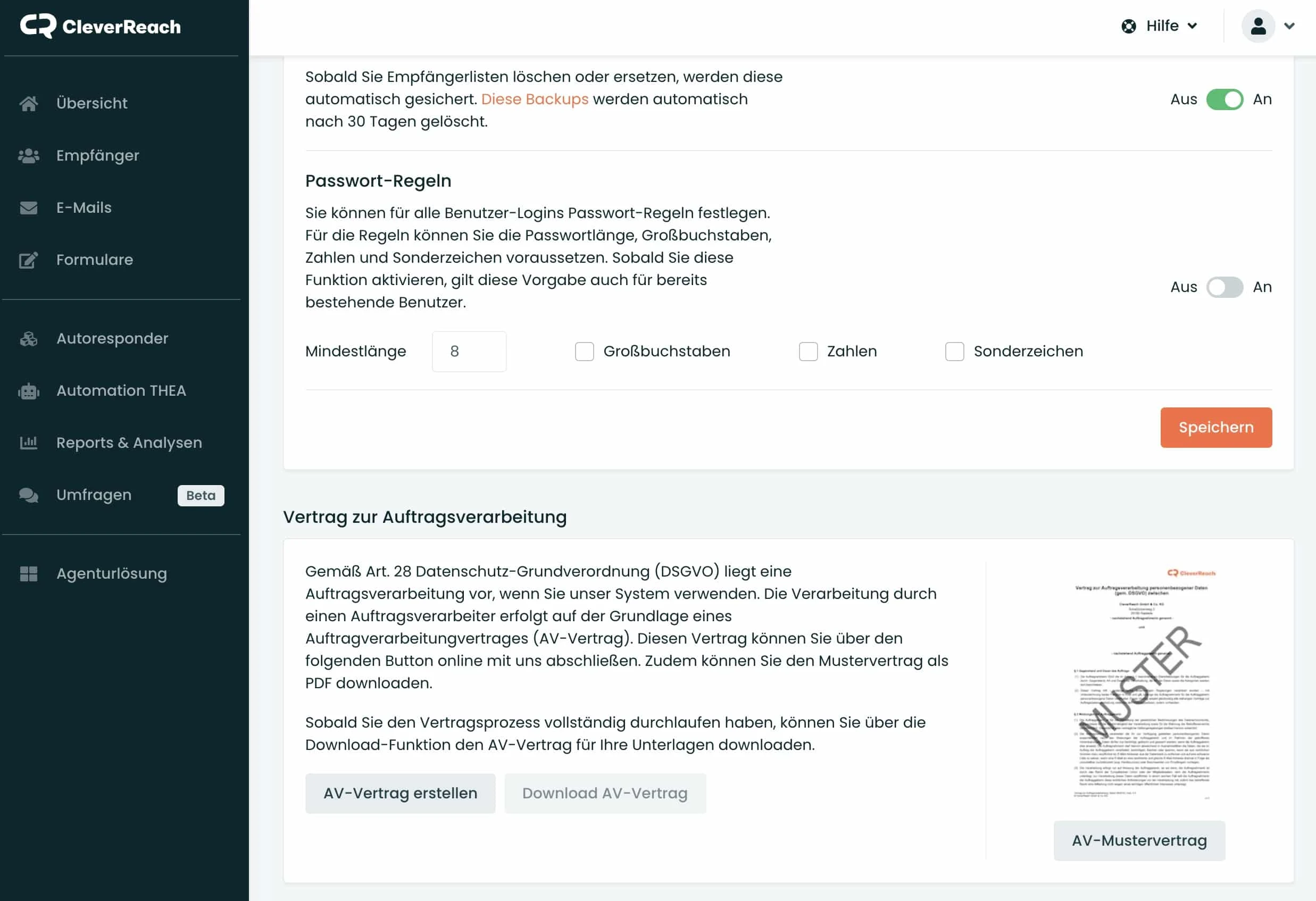 AV-Vertrag mit dem Newsletter-Anbieter in CleverReach abschließen