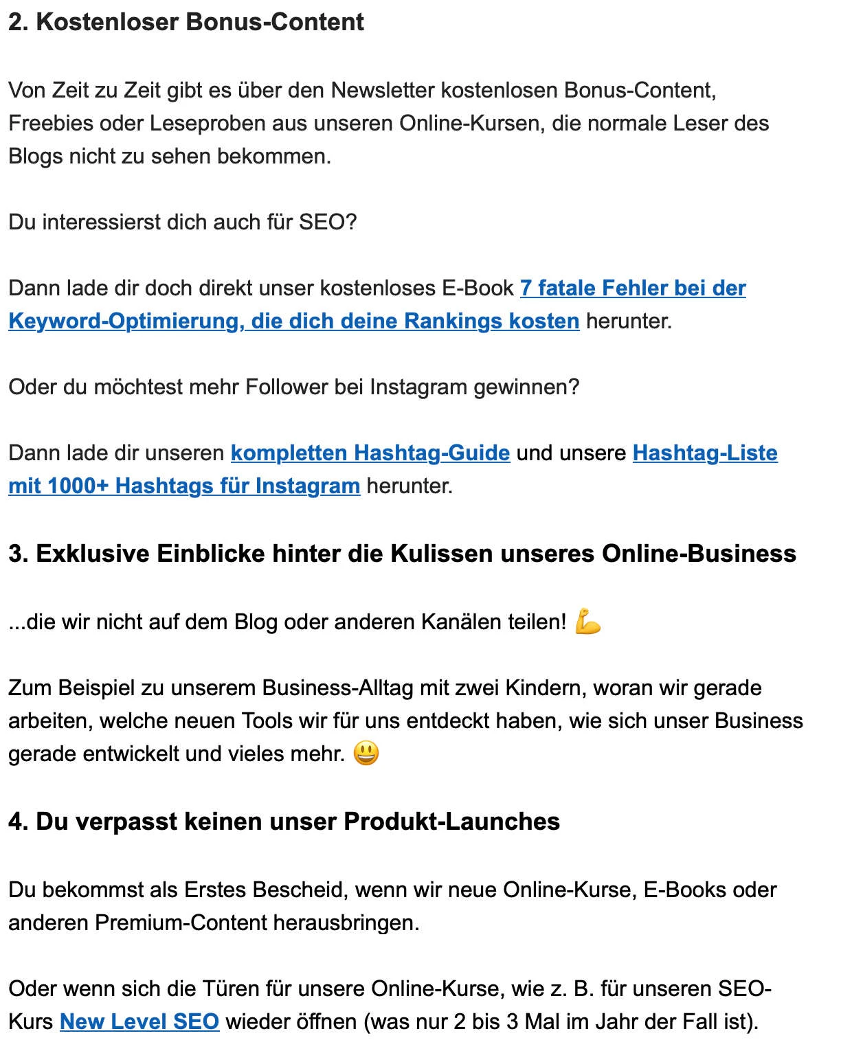 Newsletter wertvoller Inhalt