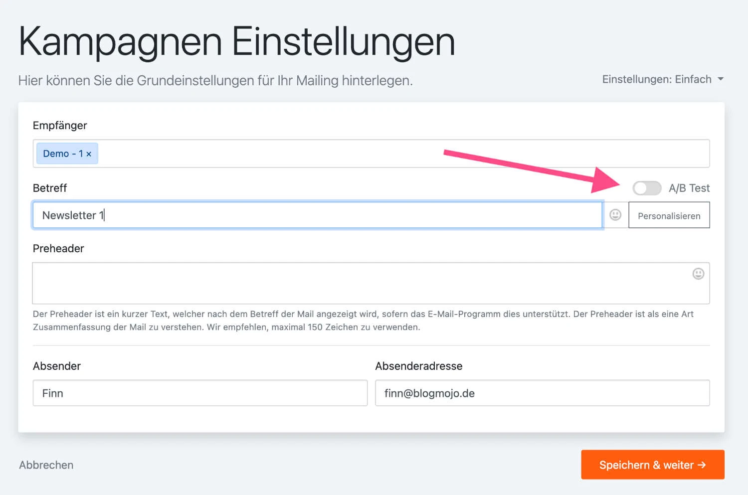 A/B Test Newsletter
