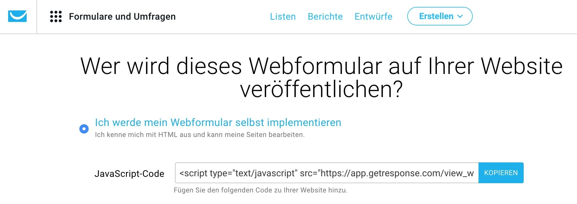Newsletter-Formular über JavaScript implementieren