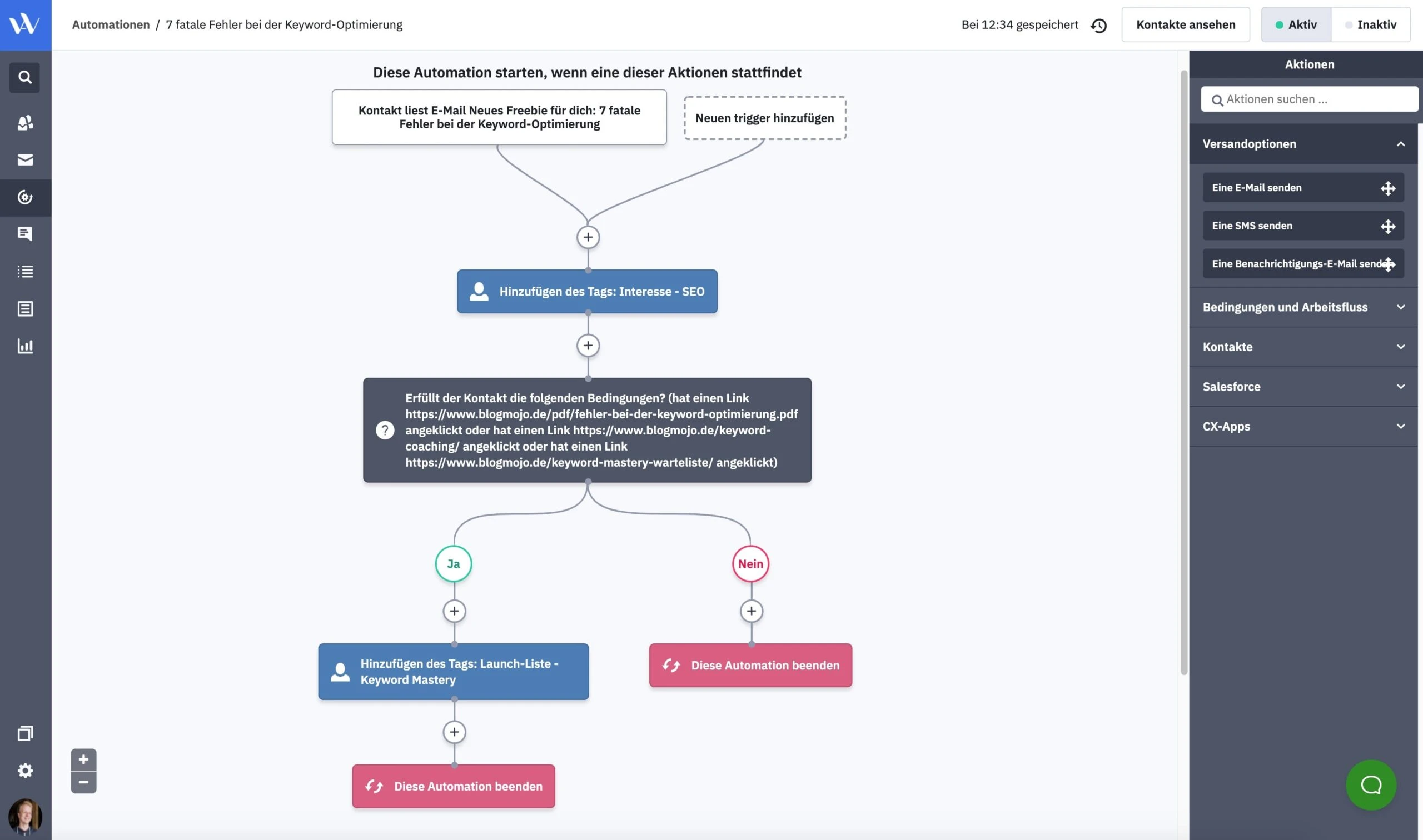 Visueller Automation-Builder von ActiveCampaign
