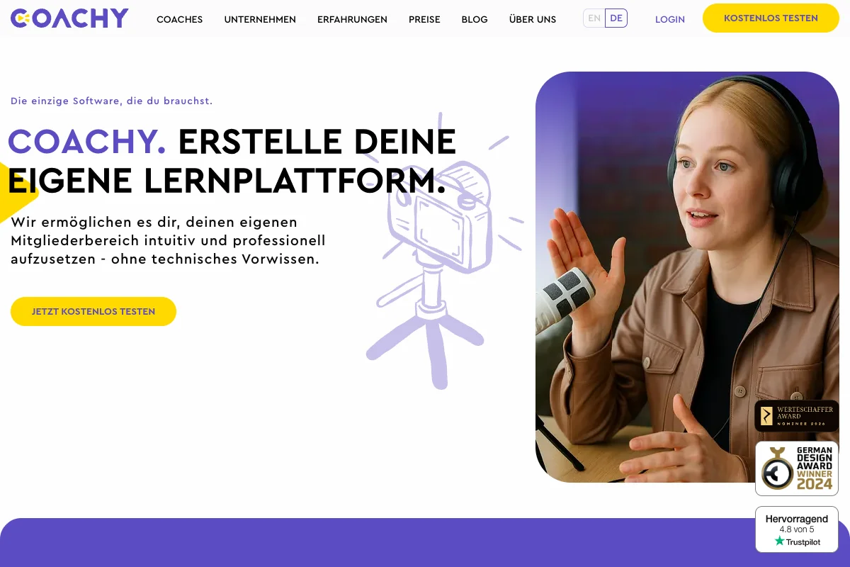 Coachy bietet einen gehosteten Mitgliederbereich für Online-Kurse.