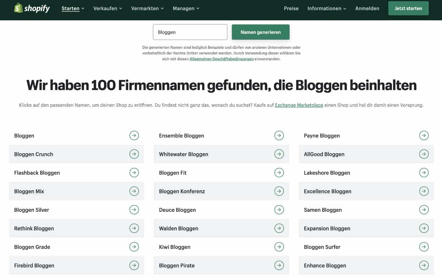 Shopify Namen finden