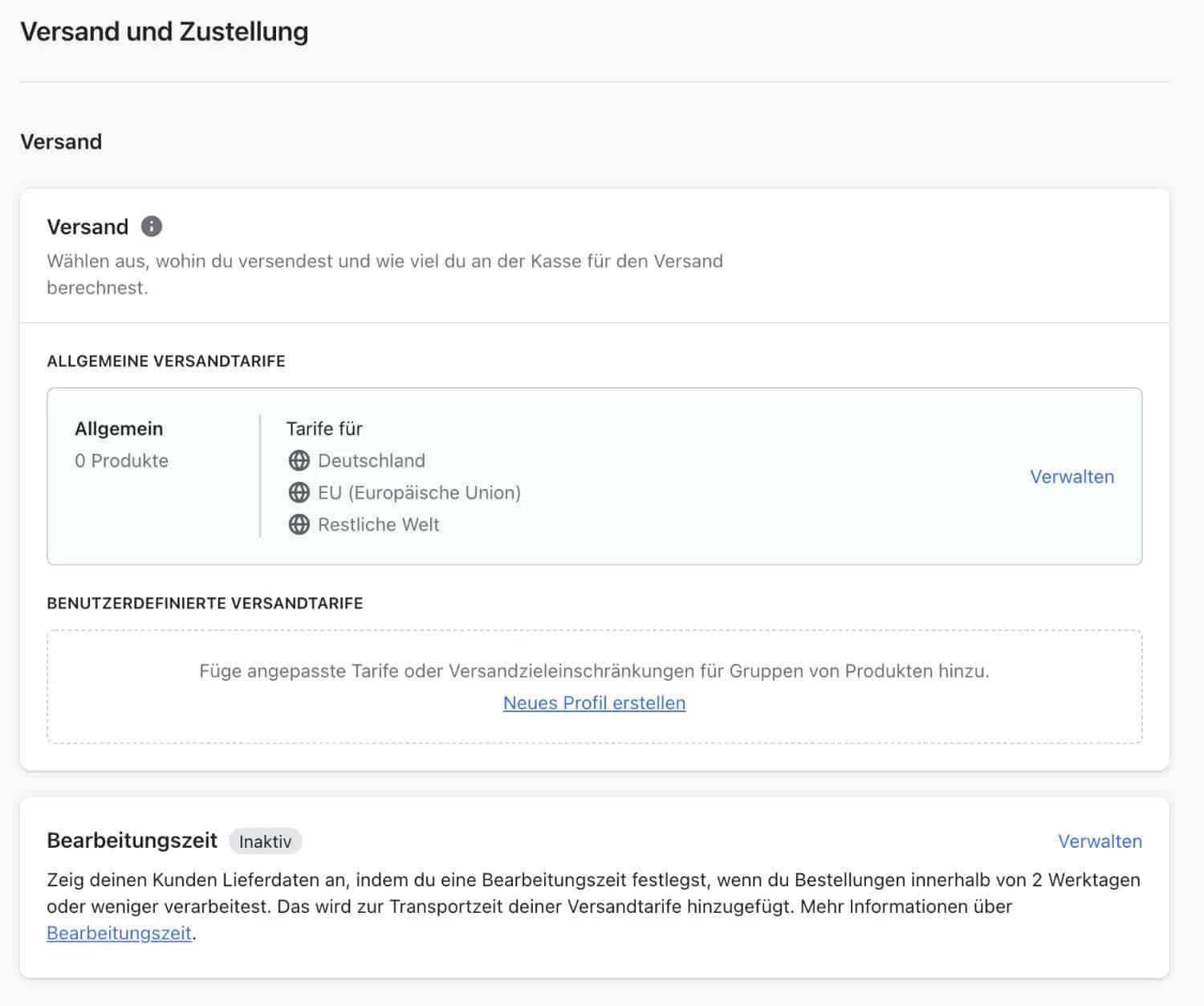 Shopify Versand