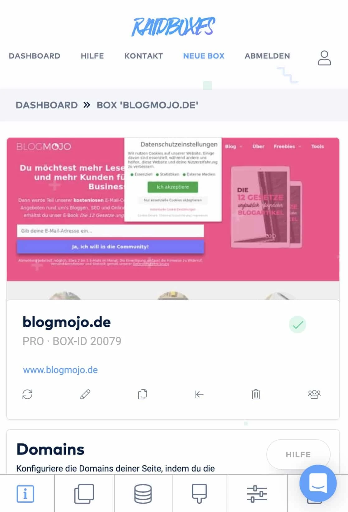Das Raidboxes-Dashboard ist komplett responsive